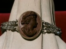 Bracelet with antique lava cameo and old rhinestones