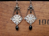 Mother of pearl disc and onyx earrings