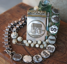 Necklace with Paris souvenir bracelet and Paris souvenir carnet de bal