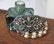 Bracelet made with antique fleur de lys shoe buckle