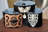 Cuff bracelets made with various embellishments